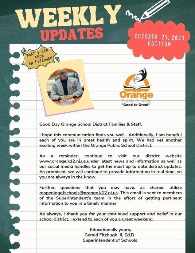  Weekly Update from the Superintendent of Schools - October 23, 2023